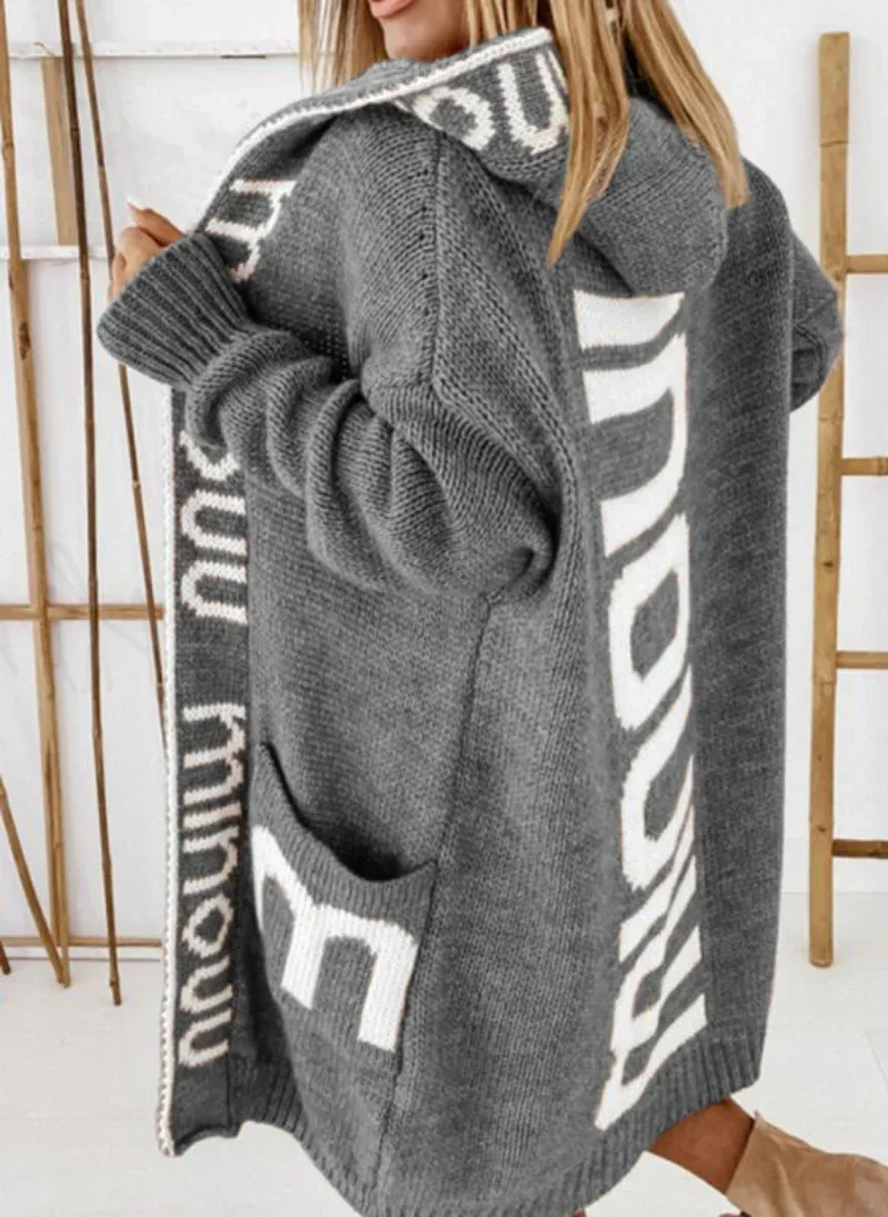 Jacket Knitwears Oversized Sweater Knit Coat Cardigan Women Winter Printed Knitted Sweater Mid-length Pullover Hooded Cardigan
Jacket Knitwears Oversized Sweater Knit Coat Cardigan Women Winter Printed Knitted Sweater Mid-length Pullover Hooded Cardigan