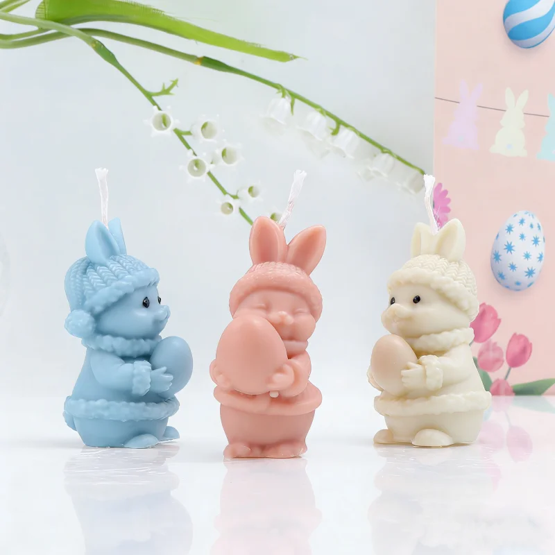 DIY Cute Bunny Holding Egg Silicone Candle Molds 3D Knit Texture Rabbit Sculptures Soft Resin Mold Spring Home Decor Easter Gift
DIY Cute Bunny Holding Egg Silicone Candle Molds 3D Knit Texture Rabbit Sculptures Soft Resin Mold Spring Home Decor Easter Gift