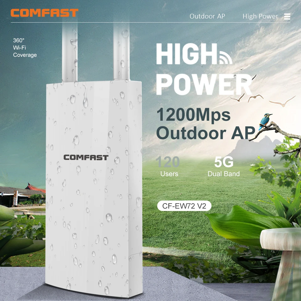 JOOWIN High Power Outdoor AP Repeater 1200Mbps Dual Band Access Point Wifi 360 Degree Omnidirectional Antenna Router JW-EW72V2
JOOWIN High Power Outdoor AP Repeater 1200Mbps Dual Band Access Point Wifi 360 Degree Omnidirectional Antenna Router JW-EW72V2