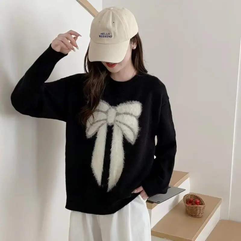 Мягкий и теплый свитер, трикотаж, кардиган, свободный корейский вариант, большой бант, осень-зима, милый плюшевый повседневный джемпер для ленивого ветра, свитер
Мягкий и теплый свитер, трикотаж, кардиган, свободный корейский вариант, большой бант, осень-зима, милый плюшевый повседневный джемпер для ленивого ветра, свитер