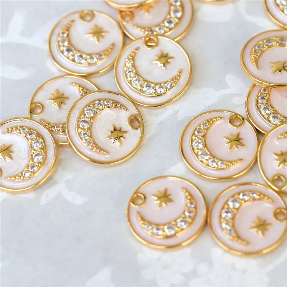 Copper-plated Real Gold RoundZircon Star and Moon Oil Drop Pendant Round Brand DIY Necklace Bracelet Handmade Charm Accessories
Copper-plated Real Gold RoundZircon Star and Moon Oil Drop Pendant Round Brand DIY Necklace Bracelet Handmade Charm Accessories