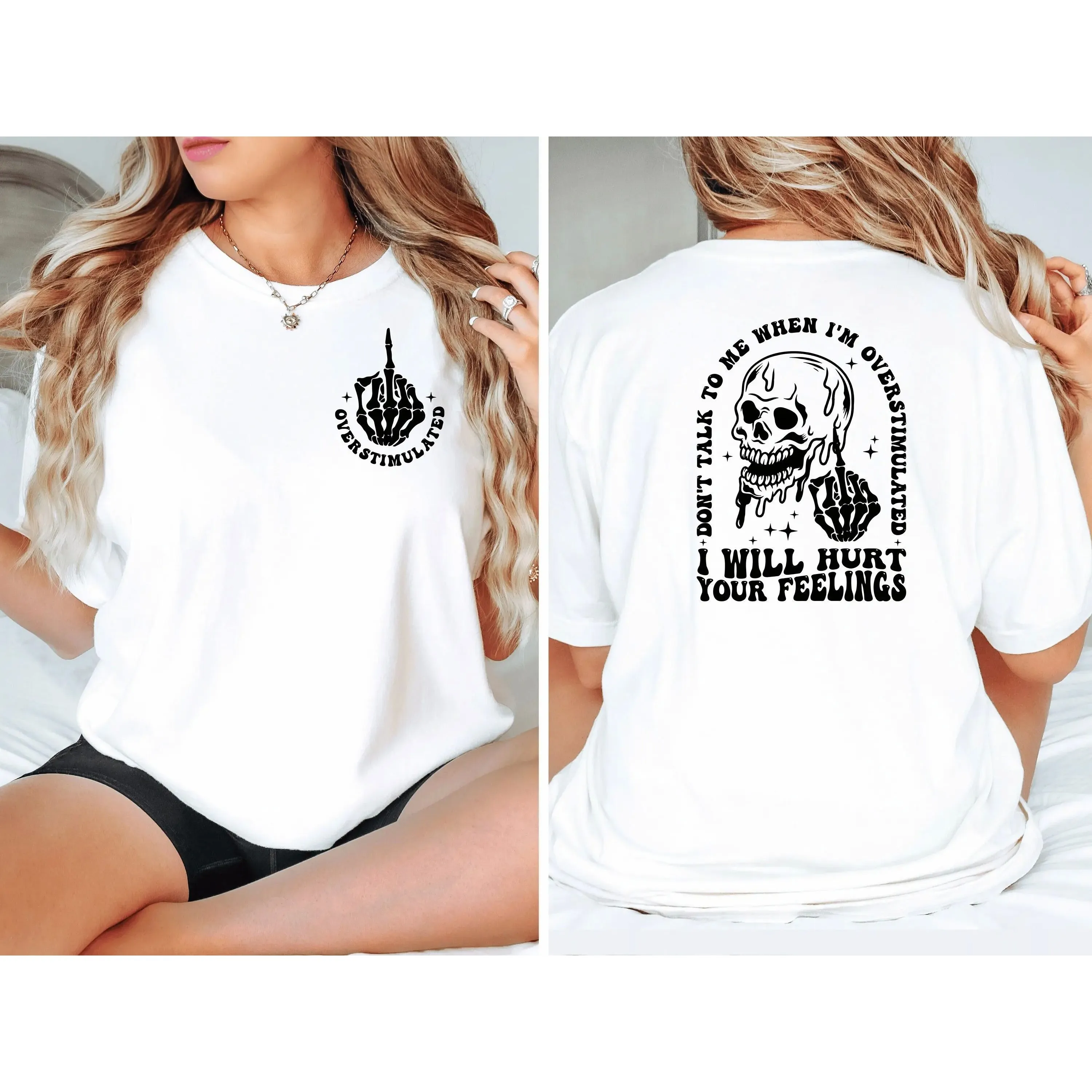 Футболка «Не говори со мной, когда я негатимулированная» со скелетом на Хэллоуин. Женская мода. Удобный хлопок. Другой материал 00%
Футболка «Не говори со мной, когда я негатимулированная» со скелетом на Хэллоуин. Женская мода. Удобный хлопок. Другой материал 00%