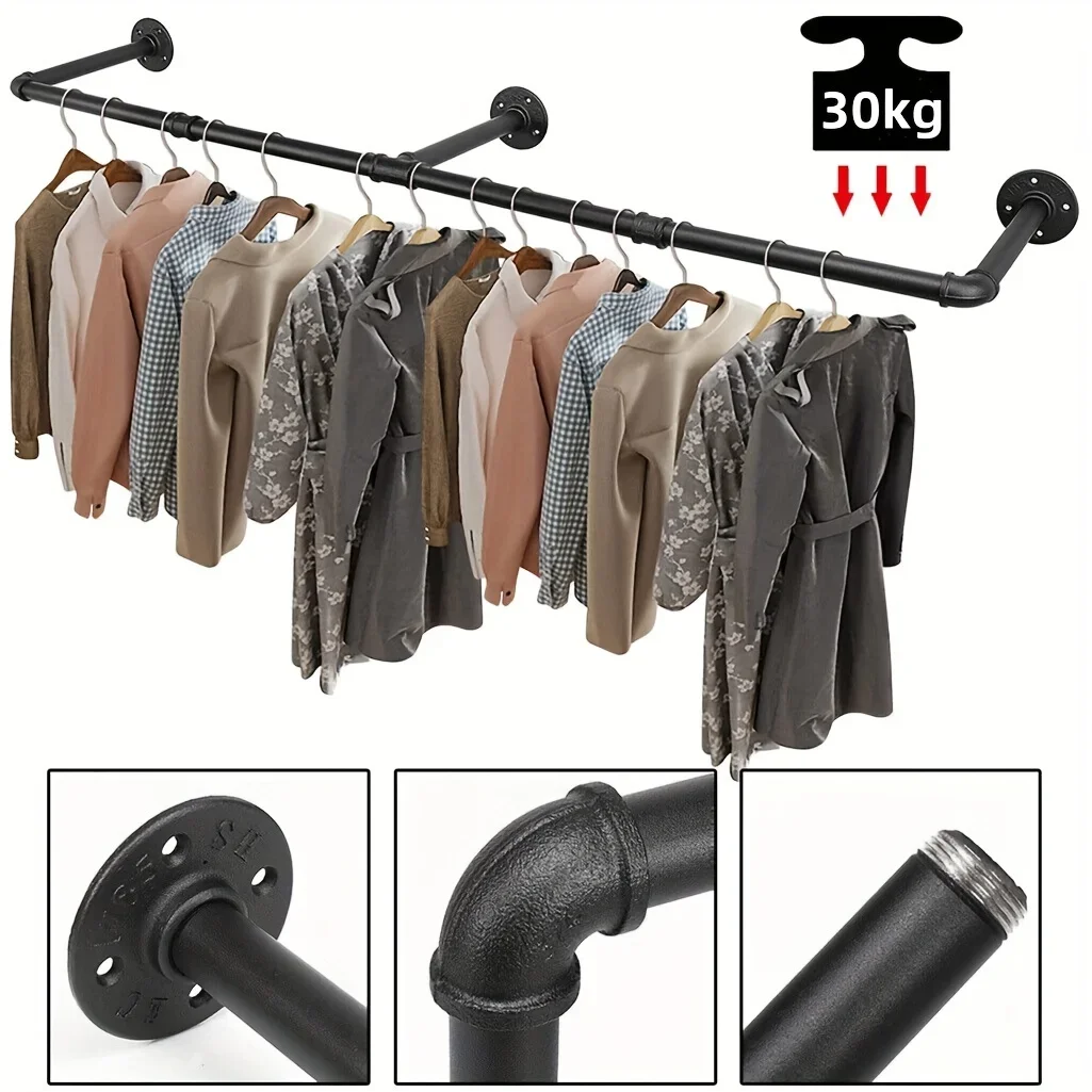 Wall Mounted Clothes Rail: Industrial Pipe Clothes Rack 70.87inch Clothing Hanging Rod Heavy Duty Garment Rack Metal Cloth
Wall Mounted Clothes Rail: Industrial Pipe Clothes Rack 70.87inch Clothing Hanging Rod Heavy Duty Garment Rack Metal Cloth
