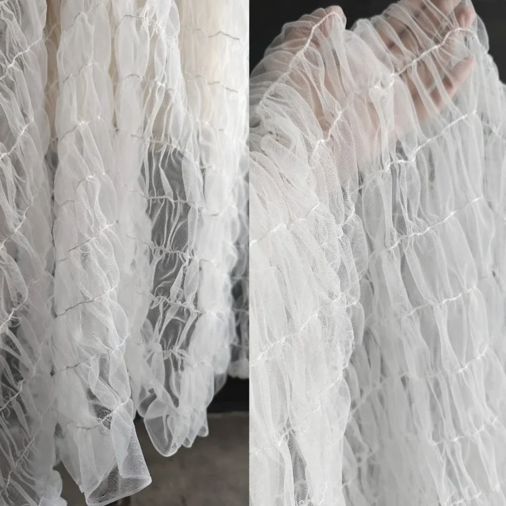 White Bubble Skirt Transparent Mesh Lace Fabric for Handmade DIY Wedding Dress Designer Fabrics By The Meter Sewing Cloth
White Bubble Skirt Transparent Mesh Lace Fabric for Handmade DIY Wedding Dress Designer Fabrics By The Meter Sewing Cloth