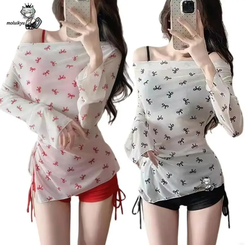 3Pcs Bikini Swimsuit Set for Women Fashion Bow Print Off Shoulder Mesh Drawstring High Waist Shorts Bathing for Swimming Beach
3Pcs Bikini Swimsuit Set for Women Fashion Bow Print Off Shoulder Mesh Drawstring High Waist Shorts Bathing for Swimming Beach