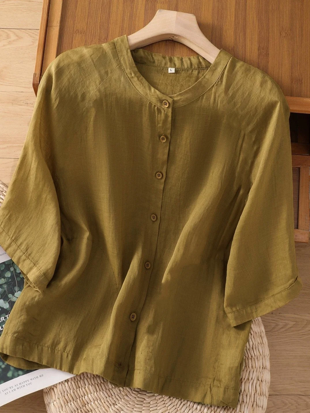 Loose Fit Linen Cotton Blend irt Women's Faionable Summer Top Slimming Overhead Stand Collar irt for plus Size Women
Loose Fit Linen Cotton Blend irt Women's Faionable Summer Top Slimming Overhead Stand Collar irt for plus Size Women
