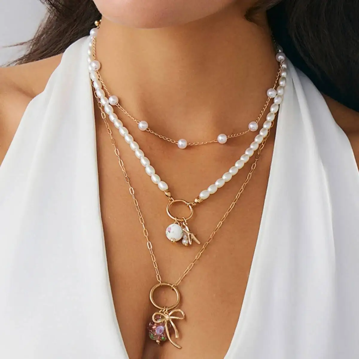 SHIXIN 3 Pcs/Set Boho Imitation Pearl Choker Necklace for Women Retro Conch Chili Ceramic Pendant Necklace Clavicle Chain New
SHIXIN 3 Pcs/Set Boho Imitation Pearl Choker Necklace for Women Retro Conch Chili Ceramic Pendant Necklace Clavicle Chain New