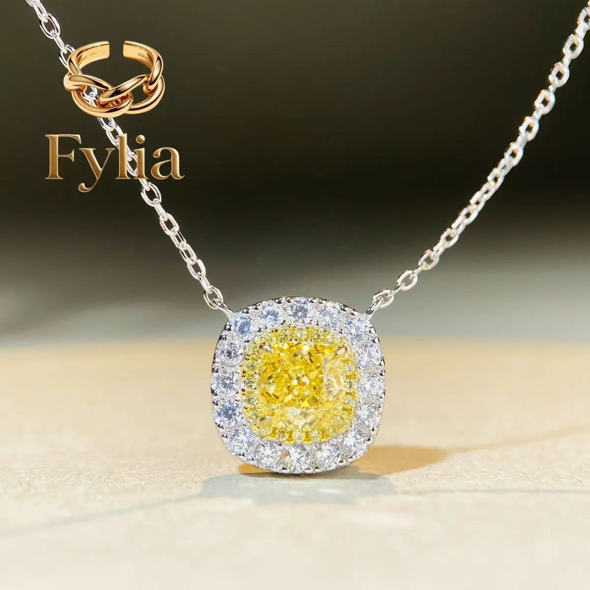 Fylia Jewelry Luxury 18K white gold solid platinum PT950 Women's Yellow Diamond Pendant Necklace Earrings Full Diamond Bracele
Fylia Jewelry Luxury 18K white gold solid platinum PT950 Women's Yellow Diamond Pendant Necklace Earrings Full Diamond Bracele