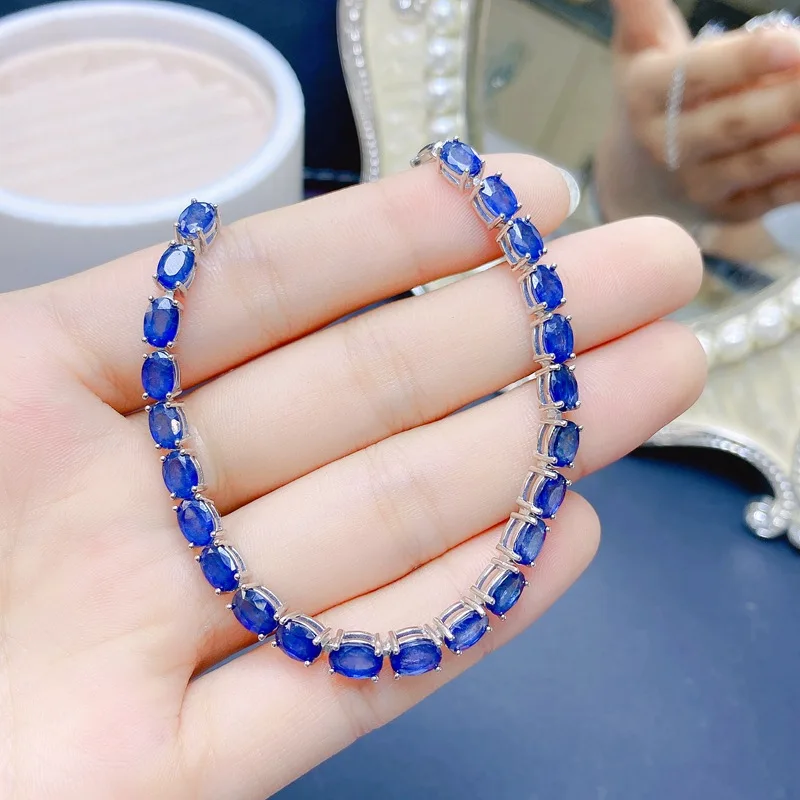 S925 Sterling Silver Natural Sapphire Bracelet - 4*6mm Elegant Minimalist Gemstone Jewelry
S925 Sterling Silver Natural Sapphire Bracelet - 4*6mm Elegant Minimalist Gemstone Jewelry