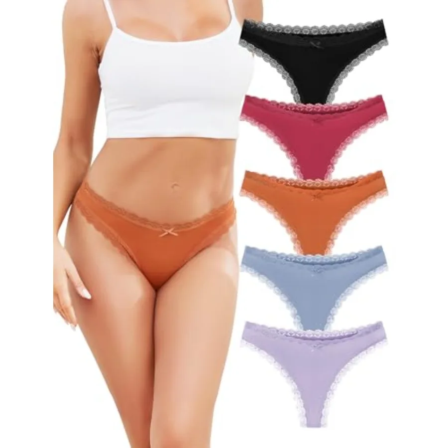 voenxe Seamless Thong for Women, No Show Lace Underwear, Ladies Breathable Comfort Panties Soft Gym Sport Undies, Tanga, 5-Pack
voenxe Seamless Thong for Women, No Show Lace Underwear, Ladies Breathable Comfort Panties Soft Gym Sport Undies, Tanga, 5-Pack