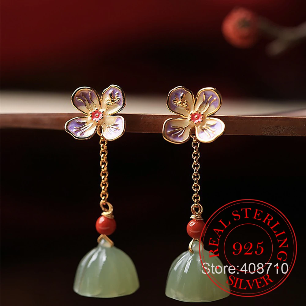 925 Sterling Silver Jewelry Natural Jade Lotus Seed Pod Long Tassel Flower Stud Earrings for Women Wedding Party Jewelry Gift
925 Sterling Silver Jewelry Natural Jade Lotus Seed Pod Long Tassel Flower Stud Earrings for Women Wedding Party Jewelry Gift