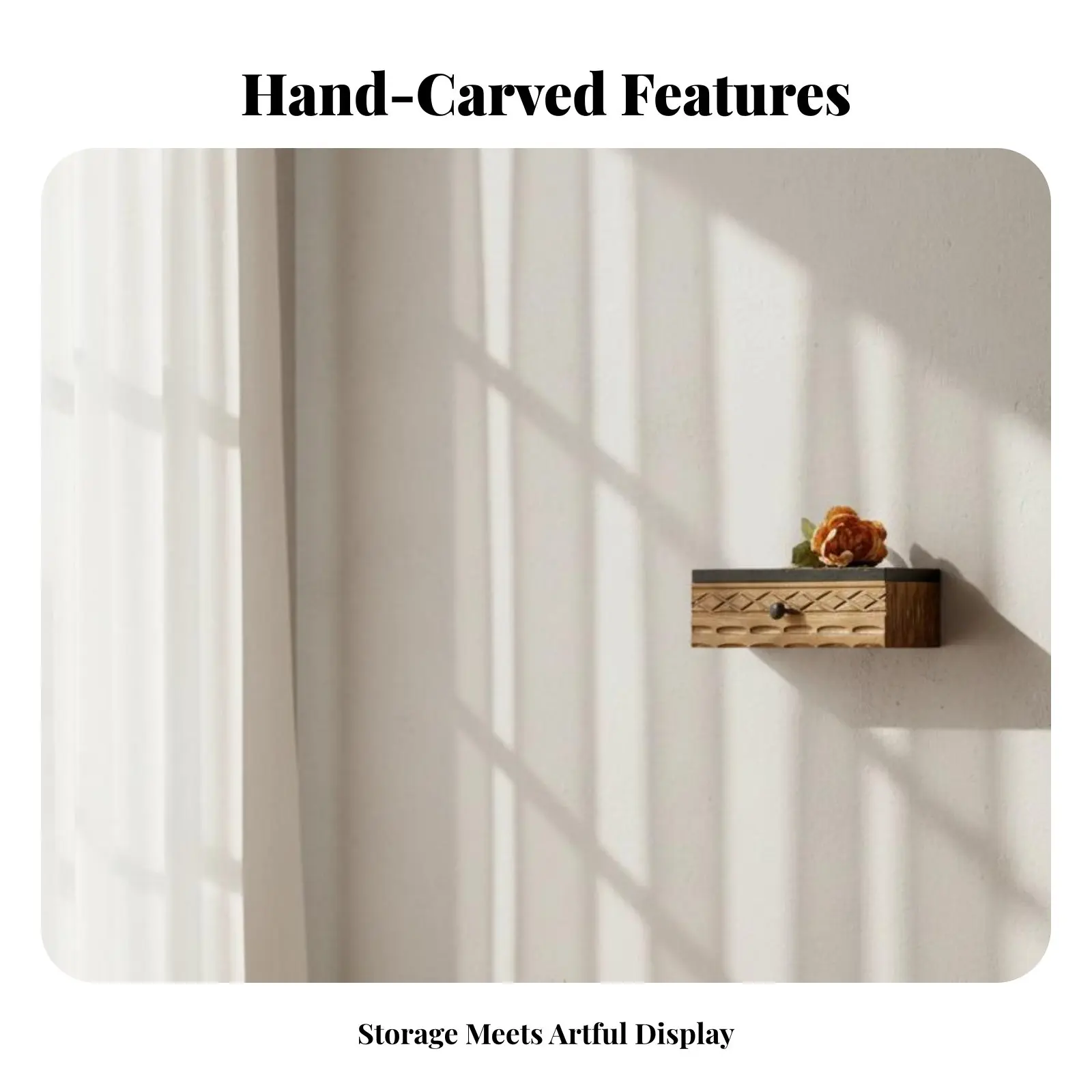 Carved Drawer Storage Space Saving Wall-Mounted Shelf Single Rustic Design Farmhouse Decor for Residents, Living Room, Bedroom
Carved Drawer Storage Space Saving Wall-Mounted Shelf Single Rustic Design Farmhouse Decor for Residents, Living Room, Bedroom
