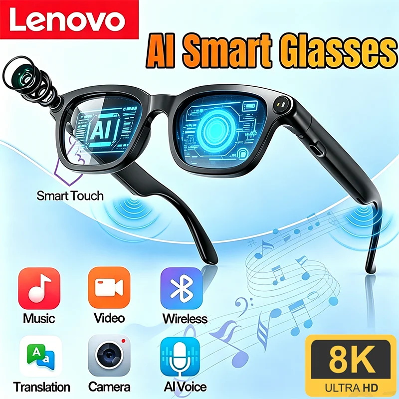 Lenovo 8K HD Smart Glasses 100MP Camera Chat GPT 260mAh Battery Bluetooth Call Voice Assistant Control Smart Glasses for Men
Lenovo 8K HD Smart Glasses 100MP Camera Chat GPT 260mAh Battery Bluetooth Call Voice Assistant Control Smart Glasses for Men