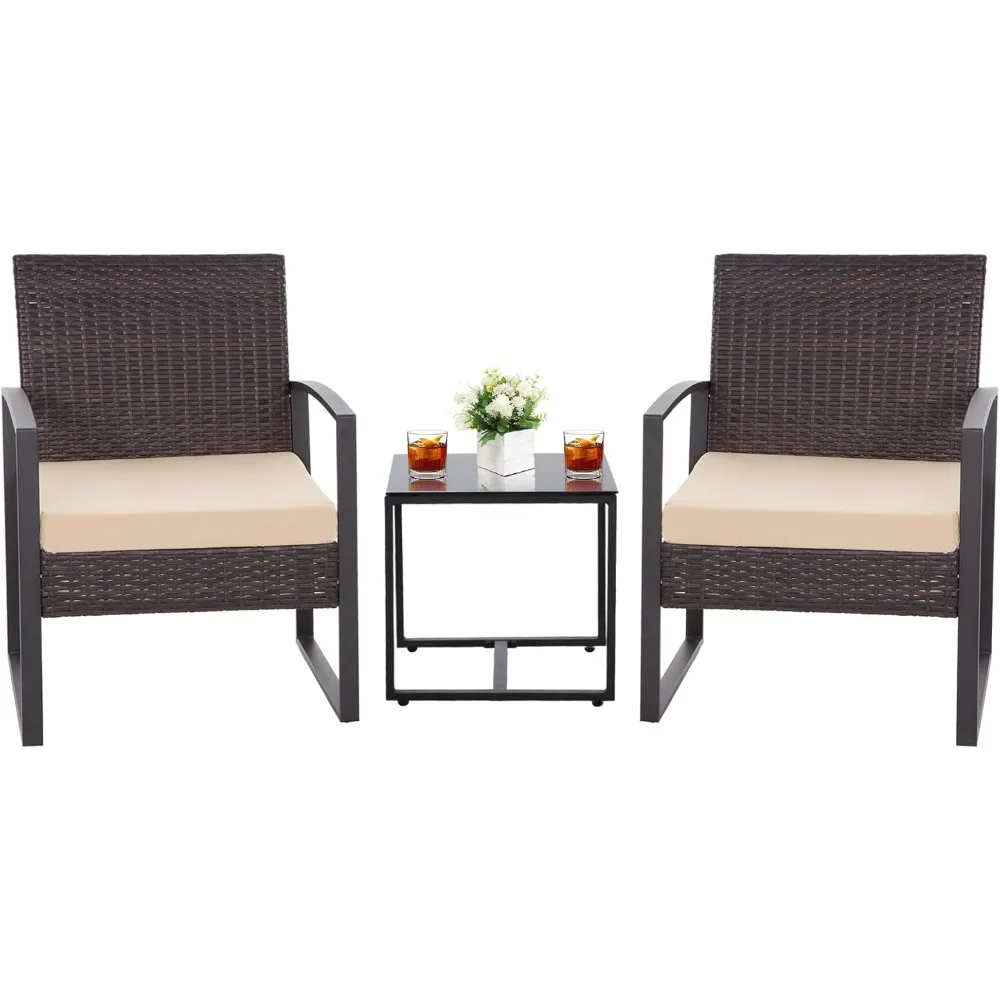 HYDRAGARDEN 3PCS Patio Furniture Set, Outdoor Wicker Bistro Conversation Set with Padded Cushions & Glass Table, Garden Rattan C
HYDRAGARDEN 3PCS Patio Furniture Set, Outdoor Wicker Bistro Conversation Set with Padded Cushions & Glass Table, Garden Rattan C