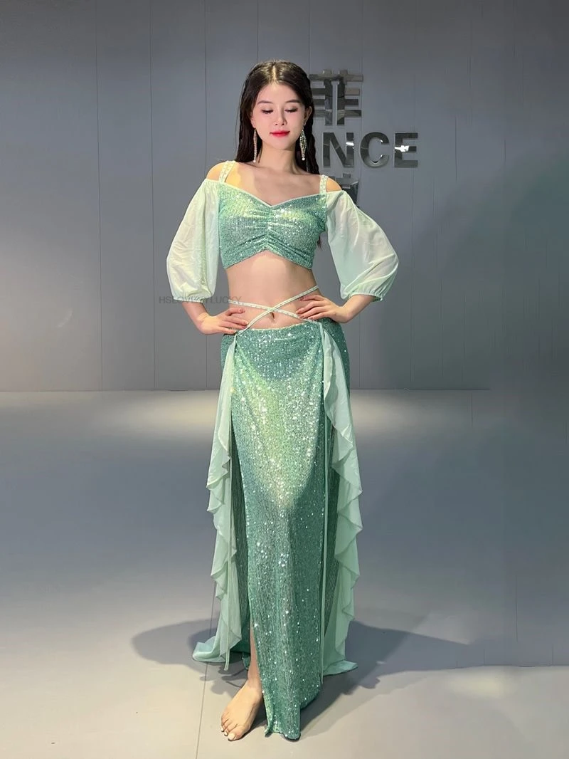 Dancer women fashion Green Belly Dance Costumes Autumn Oriental Dance Belly Practice Dance Jazz Costumes Lady Sexy Dance Set
Dancer women fashion Green Belly Dance Costumes Autumn Oriental Dance Belly Practice Dance Jazz Costumes Lady Sexy Dance Set