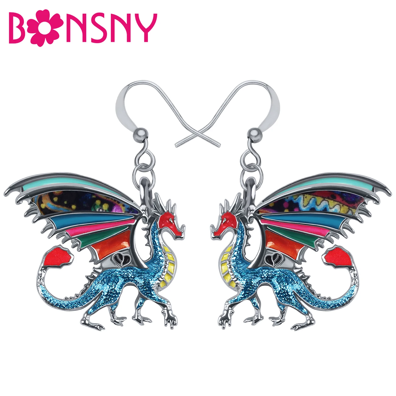 BONSNY Enamel Alloy Floral Cute Dragon Earrings Dinosaur Dangle Drop Fashion Party Jewelry For Women Girls Teens Charms Gifts
BONSNY Enamel Alloy Floral Cute Dragon Earrings Dinosaur Dangle Drop Fashion Party Jewelry For Women Girls Teens Charms Gifts