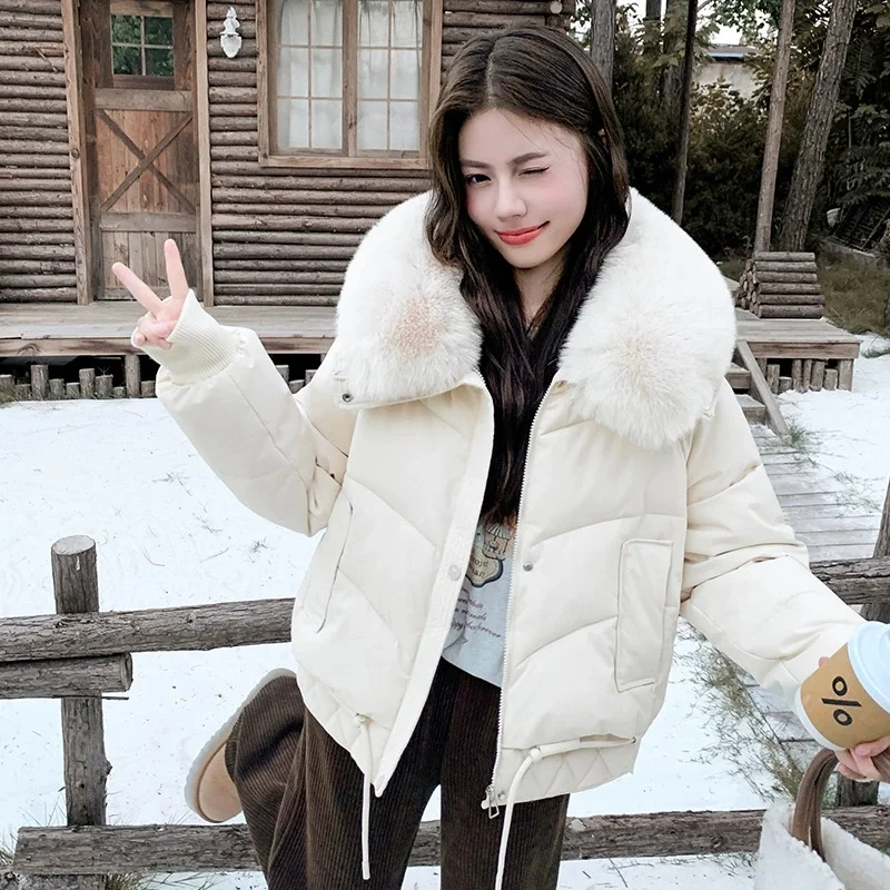 2025 Short Cotton-padded Coat Women's Big Fur Collar Parkas Winter Jacket Lady Loose Tops Thicken Warm Student Casual Outerwear
2025 Short Cotton-padded Coat Women's Big Fur Collar Parkas Winter Jacket Lady Loose Tops Thicken Warm Student Casual Outerwear