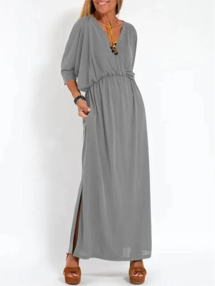 2025 Summer Women's New Fashion Dresses Solid Color High Waist Sexy Split V-neck Short Sleeve With Pocket Casual Female Vestidos
2025 Summer Women's New Fashion Dresses Solid Color High Waist Sexy Split V-neck Short Sleeve With Pocket Casual Female Vestidos