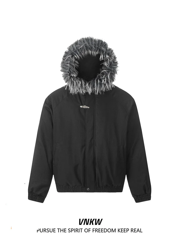 American Retro Hooded Cotton Jaet Men Women Winter Loose Warm Thiened Zipper Interlined Coat Trendy Fur Collar Coat
American Retro Hooded Cotton Jaet Men Women Winter Loose Warm Thiened Zipper Interlined Coat Trendy Fur Collar Coat