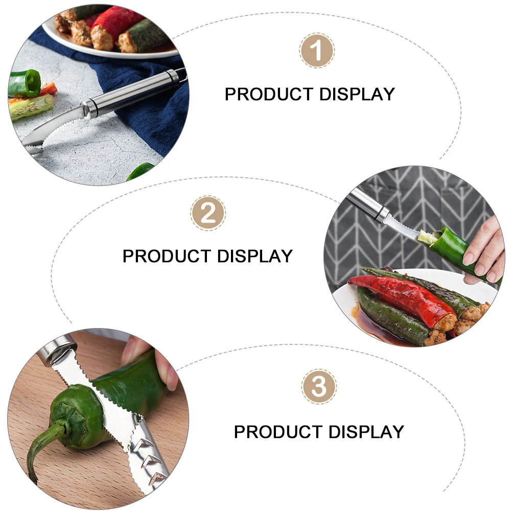 2 Pcs Stainless Remover Slicer Kitchen Tool for Chili Pepper Jalapeno Bell Peppers Vegetable Gadgets Silver Color
2 Pcs Stainless Remover Slicer Kitchen Tool for Chili Pepper Jalapeno Bell Peppers Vegetable Gadgets Silver Color