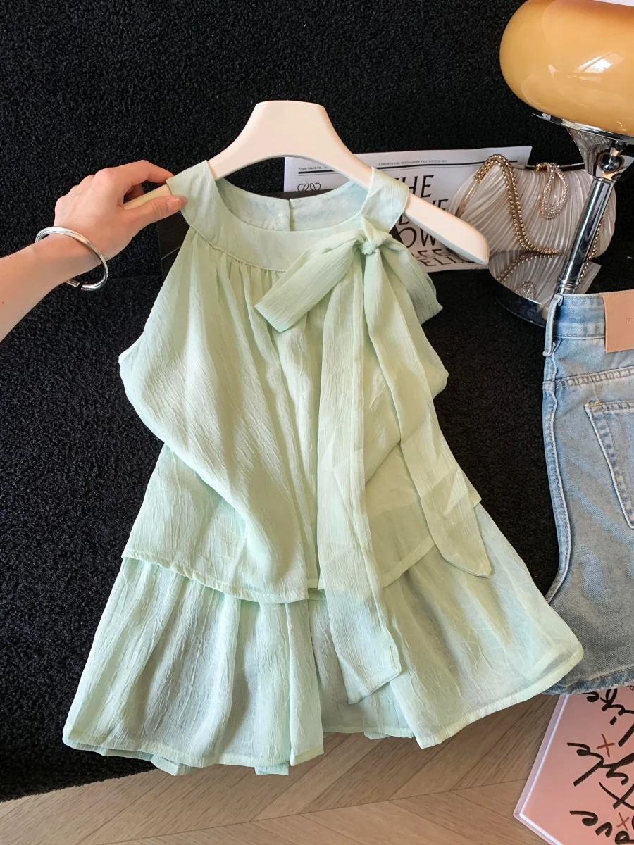Summer New Style Women's Sleeveless Knot Side Tied Neck Vest Beautiful Unique Hanging Shoulder Top Small Shirt
Summer New Style Women's Sleeveless Knot Side Tied Neck Vest Beautiful Unique Hanging Shoulder Top Small Shirt