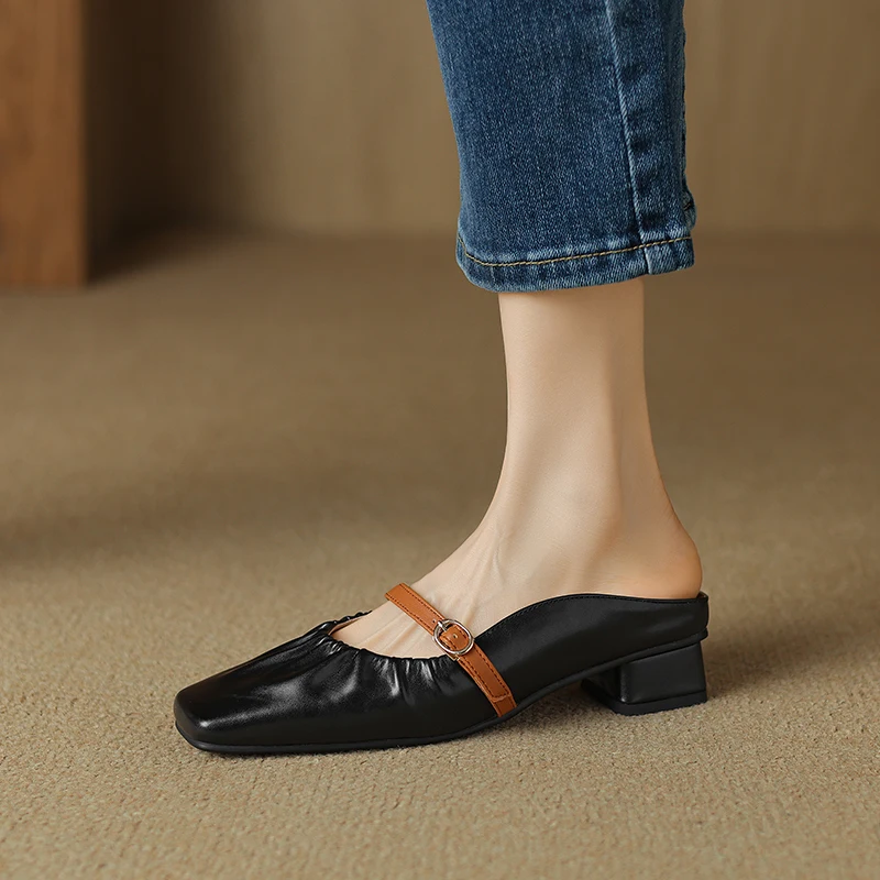 Summer Mules Closed Toe Sandals Ladies Spring Vintage Med Heel Shoes Elegant Beige Black Women Mullers Size 32-43
Summer Mules Closed Toe Sandals Ladies Spring Vintage Med Heel Shoes Elegant Beige Black Women Mullers Size 32-43