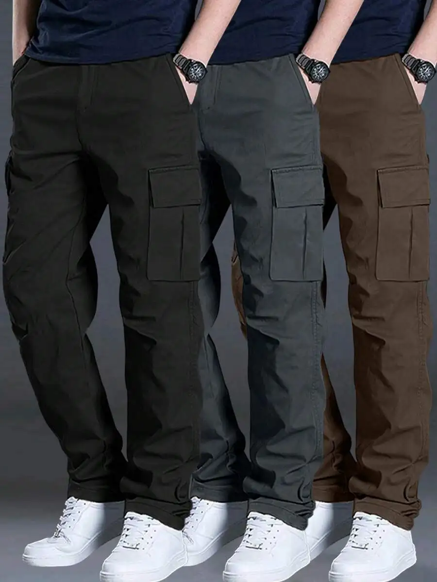 3pcs Mens Solid Color Cargo Pants Loose Straight Leg Trousers For Casual Outdoor Sports
3pcs Mens Solid Color Cargo Pants Loose Straight Leg Trousers For Casual Outdoor Sports