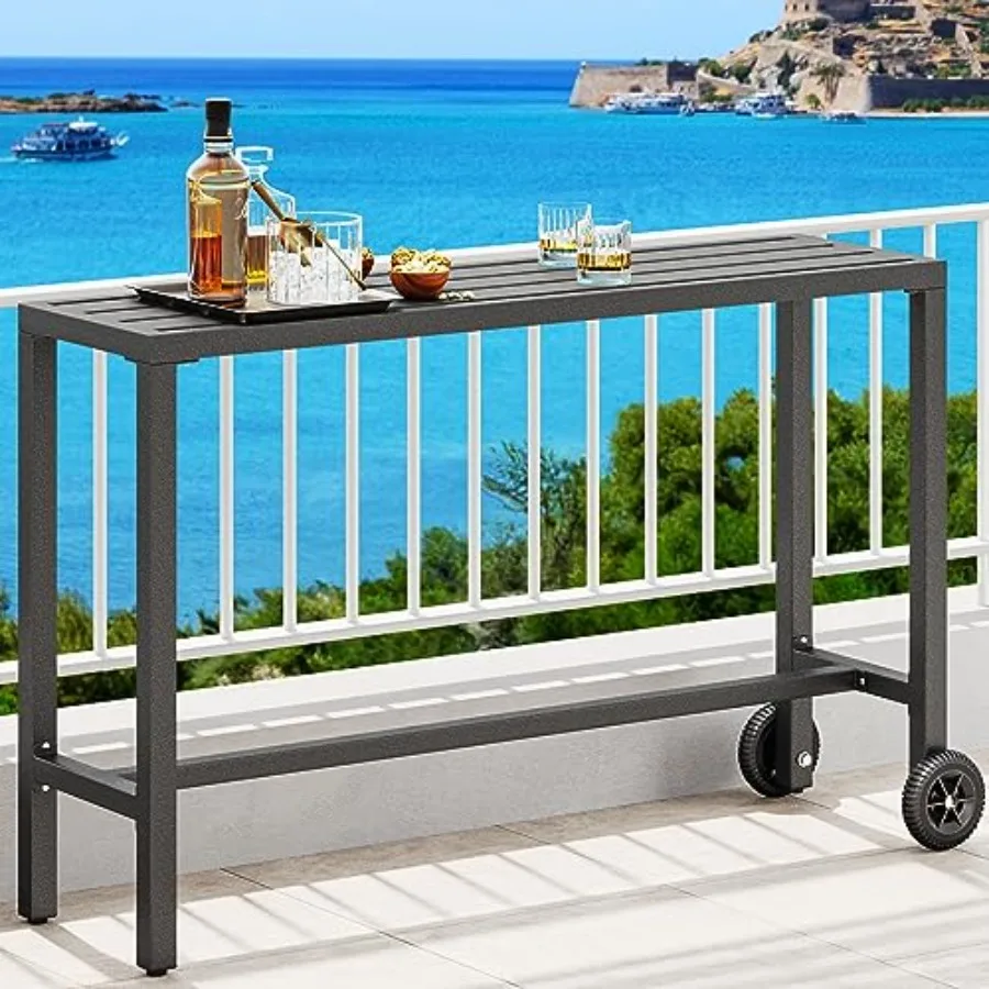 55 Outdoor Bar Table, Rectangle Narrow Counter Height Table in Weather-Resistant Aluminum with Matte Black Finish, Ideal for Ba
55 Outdoor Bar Table, Rectangle Narrow Counter Height Table in Weather-Resistant Aluminum with Matte Black Finish, Ideal for Ba