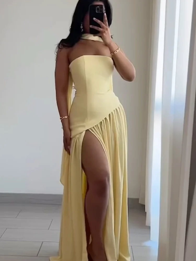 Women's Off-shoulder Strapless Long Dresses Lady's Elegant Pleated Lace Up Long Vestidos new Summer Holiday Birthday Party Robes
Women's Off-shoulder Strapless Long Dresses Lady's Elegant Pleated Lace Up Long Vestidos new Summer Holiday Birthday Party Robes