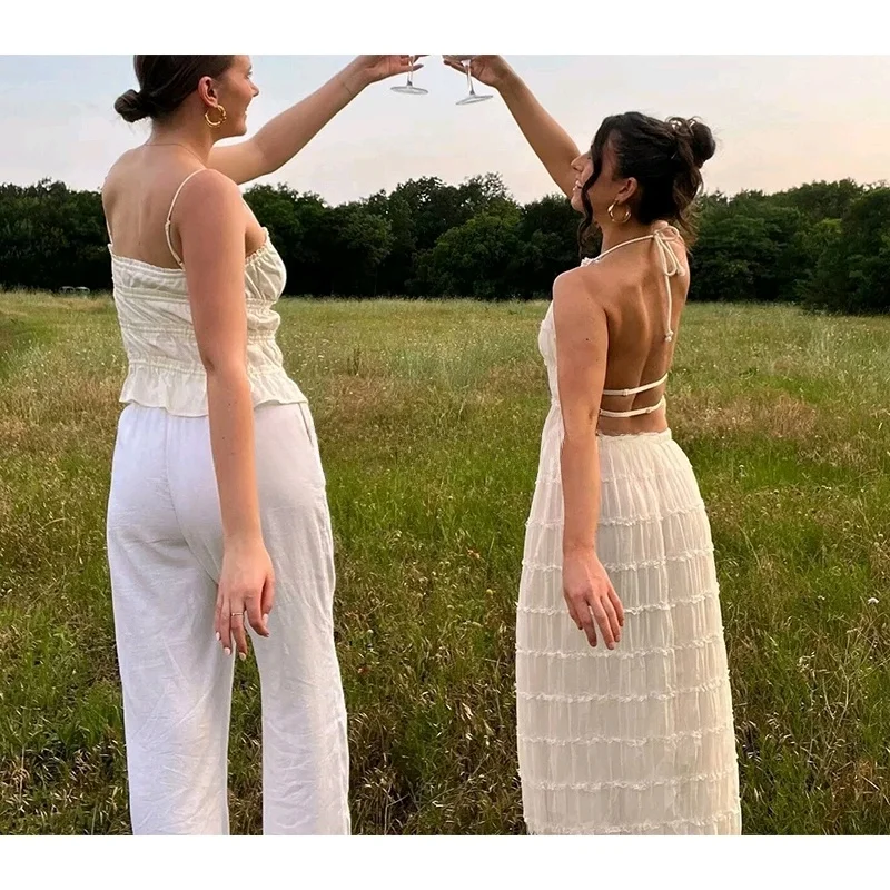 Sweet Sle Women's Spring New Arrival Two-Piece Set with Hanging Ne Design Pleated Sexy Ba Exposure Top And Long Skirt
Sweet Sle Women's Spring New Arrival Two-Piece Set with Hanging Ne Design Pleated Sexy Ba Exposure Top And Long Skirt