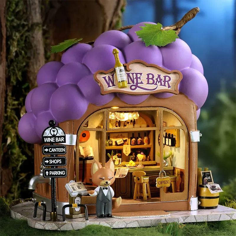 Hot Sale DIY Miniature Grape Wine Bar Dollhouse Kit with LED Light 3D Puzzle Mini House Gift for Friend Home Decor
Hot Sale DIY Miniature Grape Wine Bar Dollhouse Kit with LED Light 3D Puzzle Mini House Gift for Friend Home Decor
