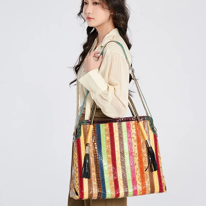 2025 New Genuine Leather Women's Bag, Colorful Cowhide Handbag, Tassel shoulder Messenger Bag, Large-capacity Tote Bags fashion
2025 New Genuine Leather Women's Bag, Colorful Cowhide Handbag, Tassel shoulder Messenger Bag, Large-capacity Tote Bags fashion