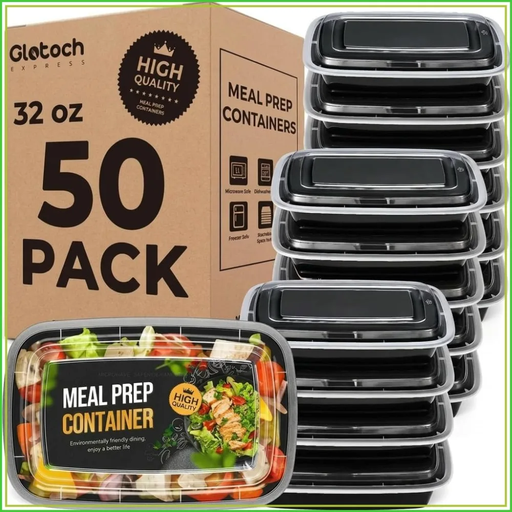 32oz Meal Prep Containers 50 Pack with Lids, Reusable Plastic Food Storage Bento Boxes for Portion Control, Takeout, Lunch, Salad, Microwave Freezer Dishwasher Safe
32oz Meal Prep Containers 50 Pack with Lids, Reusable Plastic Food Storage Bento Boxes for Portion Control, Takeout, Lunch, Salad, Microwave Freezer Dishwasher Safe