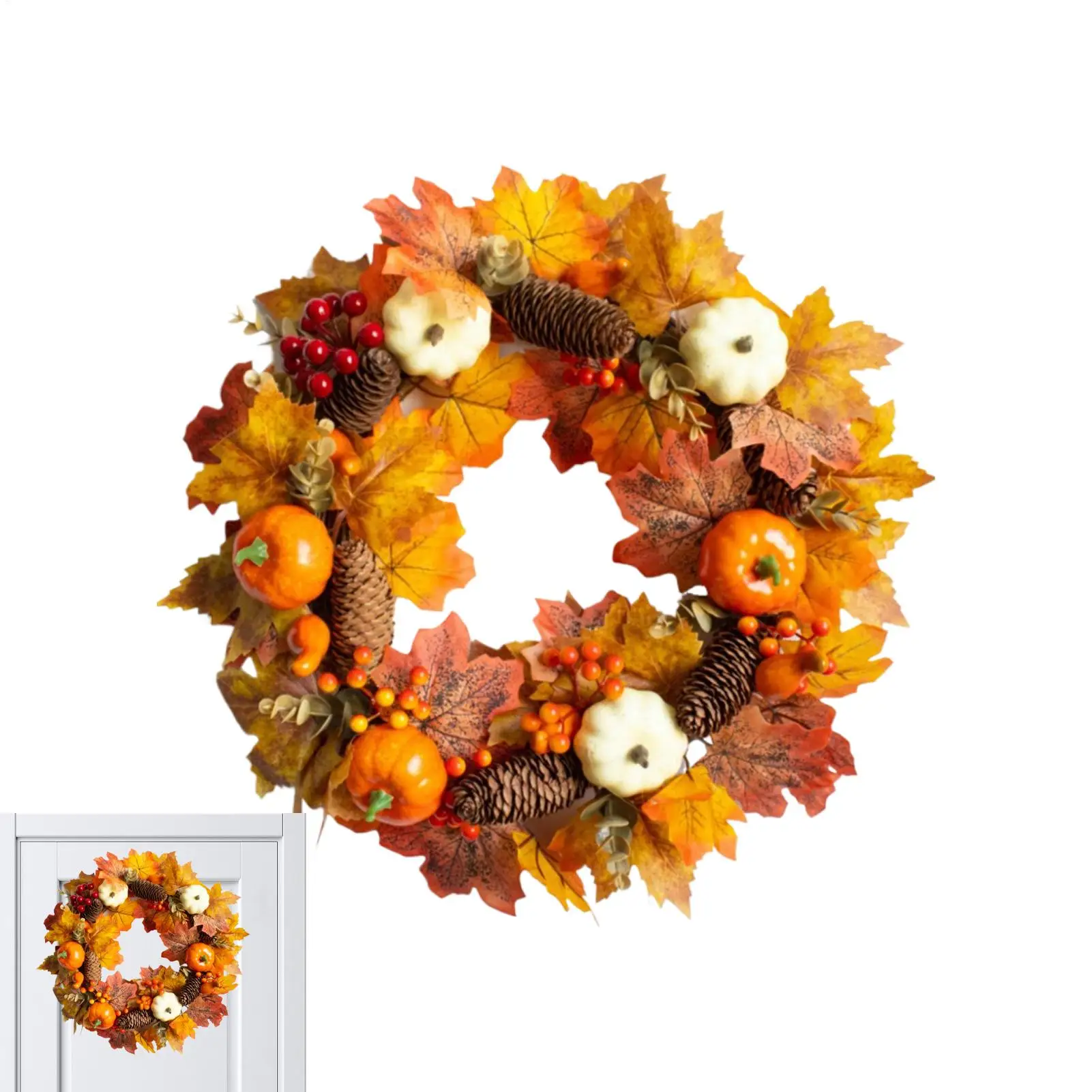 Осенние венки Тыква Ягода Кленовые листья Искусственный венок Урожай Осенний венок для входной двери для стены Камин Окно Урожай
Осенние венки Тыква Ягода Кленовые листья Искусственный венок Урожай Осенний венок для входной двери для стены Камин Окно Урожай