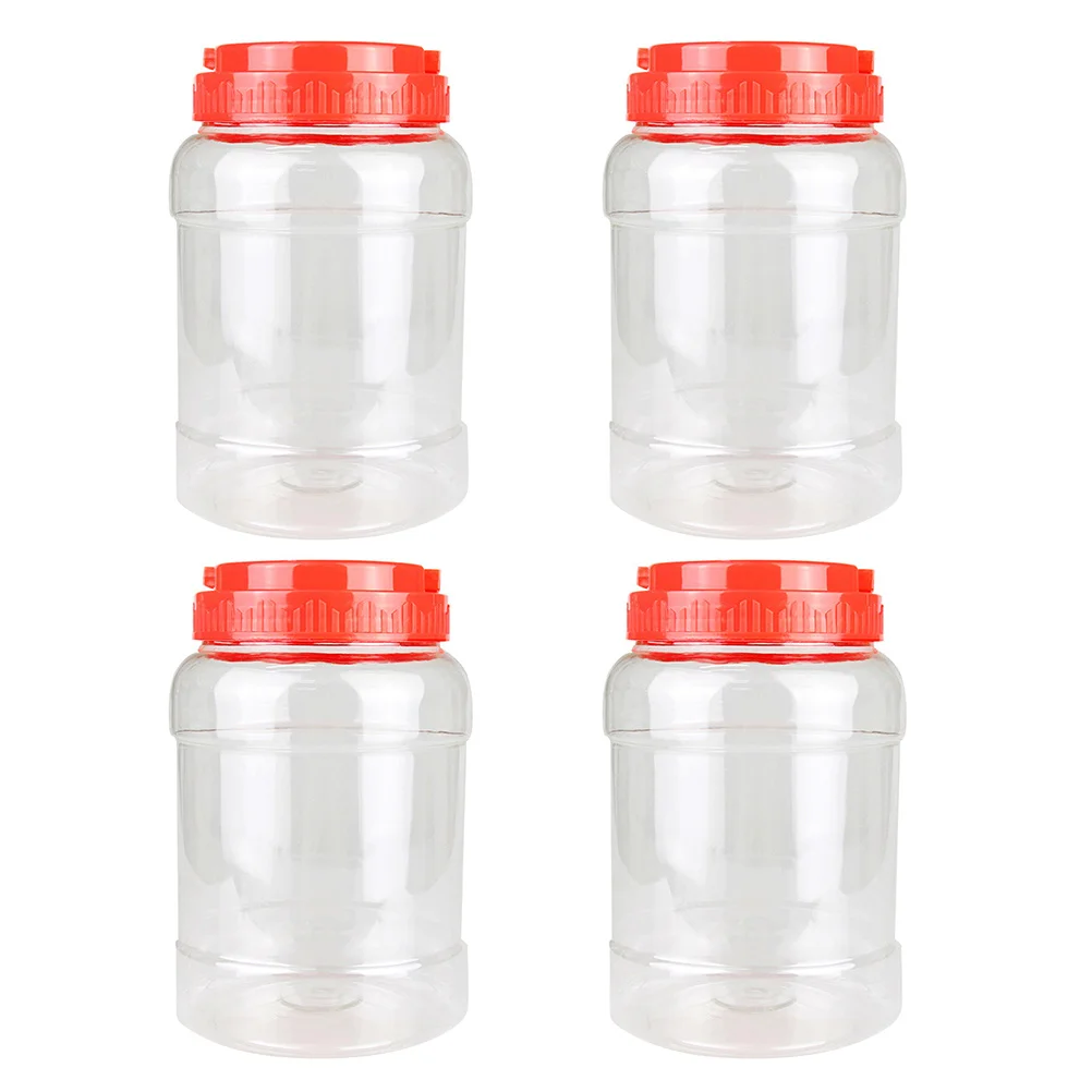 4 Pcs Kitchen Canisters Transparent Storage Tank Plastic Sealed Food Jar Containers Red Jars
4 Pcs Kitchen Canisters Transparent Storage Tank Plastic Sealed Food Jar Containers Red Jars