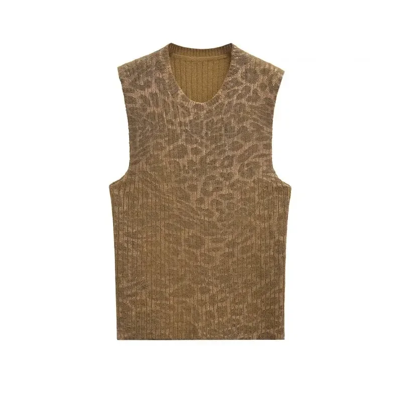 Lady Vests New Knitwear Leopard Print Vest Ladies Tops Sleeveless Women's Fashion Vests O-Neck Vintage Knit Vest
Lady Vests New Knitwear Leopard Print Vest Ladies Tops Sleeveless Women's Fashion Vests O-Neck Vintage Knit Vest