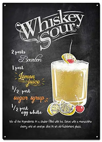 Whiskey Sour Metal Tin Signs, Drinks and Cocktails Colorfast Posters, Decorative Signs Wall Art Home Decor
Whiskey Sour Metal Tin Signs, Drinks and Cocktails Colorfast Posters, Decorative Signs Wall Art Home Decor