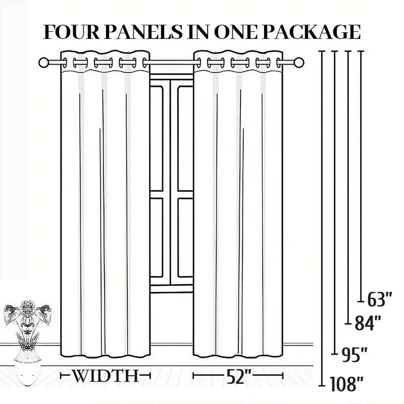 4 Panels 100% Blackout Curtains Grommet Top Thermal Insulated Noise Reduce Privacy Drapes for LR Bedroom Balcony Xmas Decor
4 Panels 100% Blackout Curtains Grommet Top Thermal Insulated Noise Reduce Privacy Drapes for LR Bedroom Balcony Xmas Decor