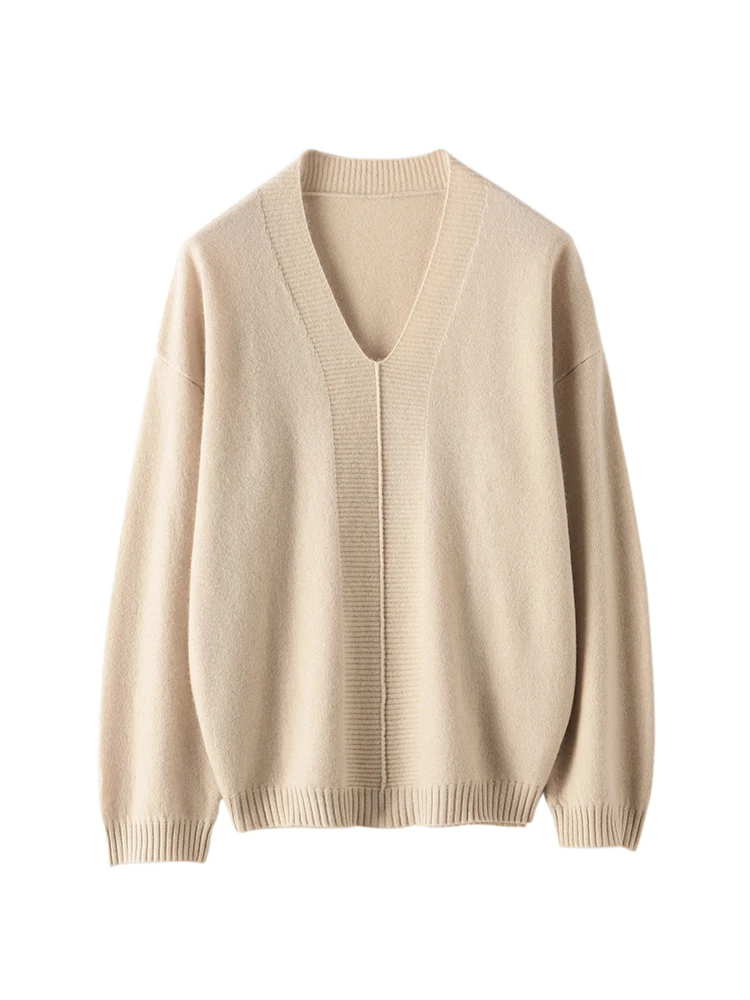 Luxury Women's V-neck Pullover Sweater 100% Cashmere Knitwear Autumn Winter Casual Warm Soft Cashmere Sweater Female Cloth
Luxury Women's V-neck Pullover Sweater 100% Cashmere Knitwear Autumn Winter Casual Warm Soft Cashmere Sweater Female Cloth
