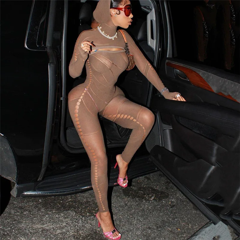 Spring And Summer New 2025 Women's Fashion Long-sleeved Solid Color Personalized Tight Hooded Sexy Hollow Slim Jumpsuit
Spring And Summer New 2025 Women's Fashion Long-sleeved Solid Color Personalized Tight Hooded Sexy Hollow Slim Jumpsuit