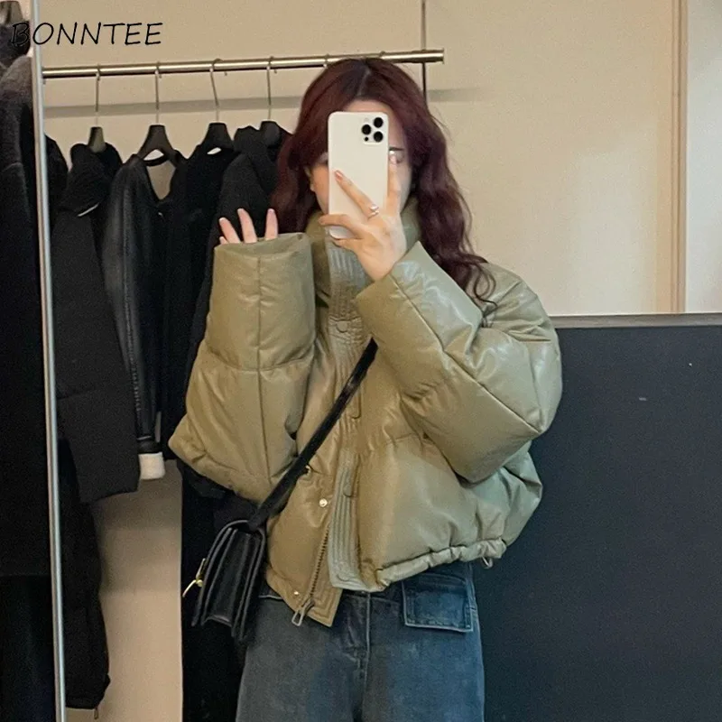 PU Parkas for Women Stand-collar Ins Winter Cropped Korean Fashion Loose Fit Warm Coats Trendy Cold-proof Simple Solid Students
PU Parkas for Women Stand-collar Ins Winter Cropped Korean Fashion Loose Fit Warm Coats Trendy Cold-proof Simple Solid Students