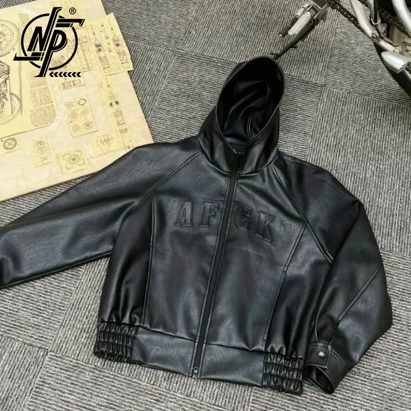 High Street Original Brand PU Leather Hooded Jacket Men Women Winter Harajuku Letter Print Loose Black Coat Fashion Male Clothes
High Street Original Brand PU Leather Hooded Jacket Men Women Winter Harajuku Letter Print Loose Black Coat Fashion Male Clothes