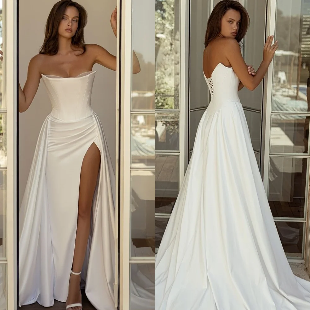 Customized Temperament Wedding Dresses Dreamy Strapless Heavy Industry Wedding Classic Lace Up Back Dresses 2025 Bride Gowns
Customized Temperament Wedding Dresses Dreamy Strapless Heavy Industry Wedding Classic Lace Up Back Dresses 2025 Bride Gowns