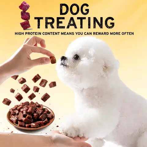 Beef Jerky Dog Treats, Premium Quality Raw Protein Warps for Dogs, Bite-Sized Training Treats & Food Topper, Cat Friendly
