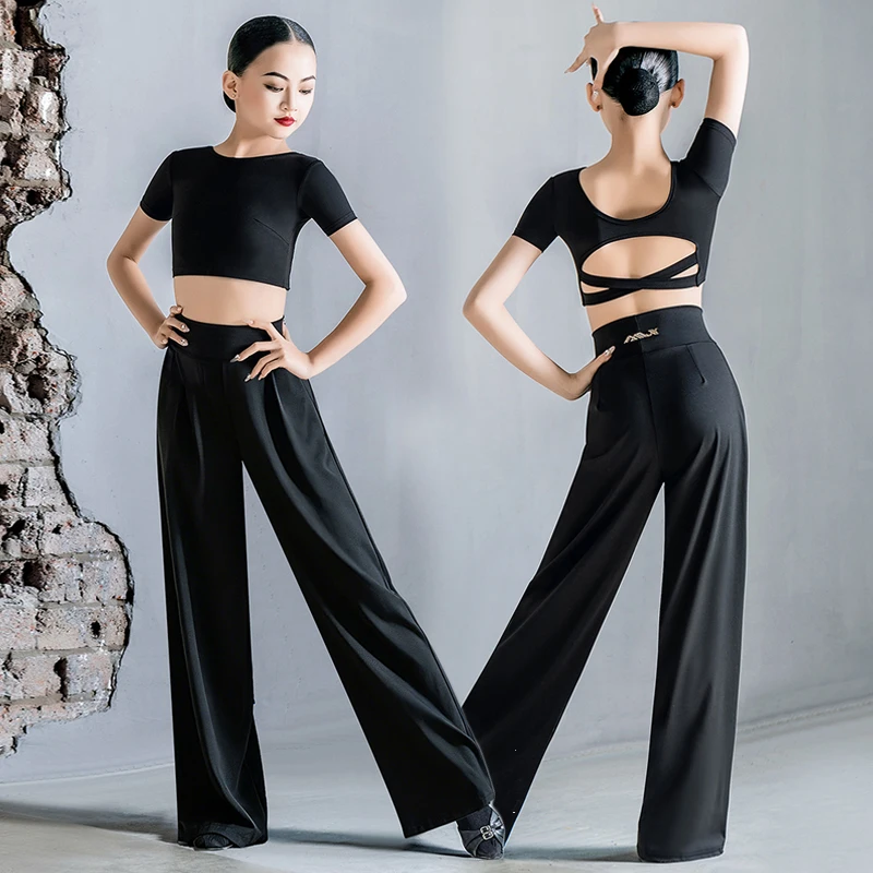 Kid Ballroom Dance Training Pants Girl Summer Short Sleeve Crop Top Black Loose Trousers Latin Dancer Practice Clothes AMY3757
Kid Ballroom Dance Training Pants Girl Summer Short Sleeve Crop Top Black Loose Trousers Latin Dancer Practice Clothes AMY3757