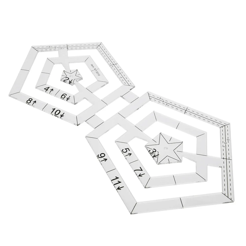 1pcs Easy Measurement Double Pentagon Quilting Rulers Marking Tool Drawing Tool Transparent Acrylic Rulers
1pcs Easy Measurement Double Pentagon Quilting Rulers Marking Tool Drawing Tool Transparent Acrylic Rulers