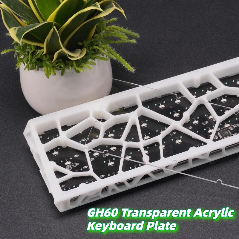 GH60 Transparent White Pink Acrylic Keyboard Plate Customize Holy60 Base Plate Machining Dustproof Mechanical Keyboard Accessory
GH60 Transparent White Pink Acrylic Keyboard Plate Customize Holy60 Base Plate Machining Dustproof Mechanical Keyboard Accessory