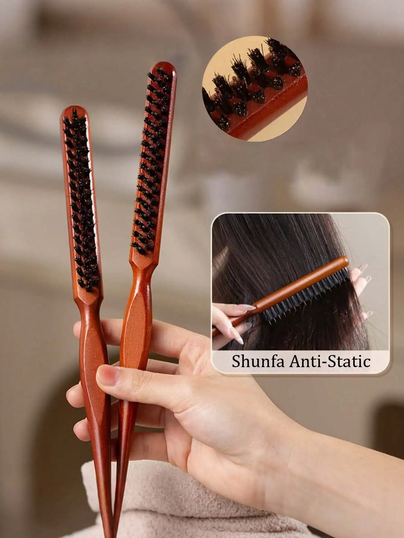 3-Row Pointed Synthetic Hair & Bristle Brush, Suitable For Scalp Massage And Styling, Applicable To Various Hairstyles, Suitable For 20 Daily Life Scenarios
3-Row Pointed Synthetic Hair & Bristle Brush, Suitable For Scalp Massage And Styling, Applicable To Various Hairstyles, Suitable For 20 Daily Life Scenarios