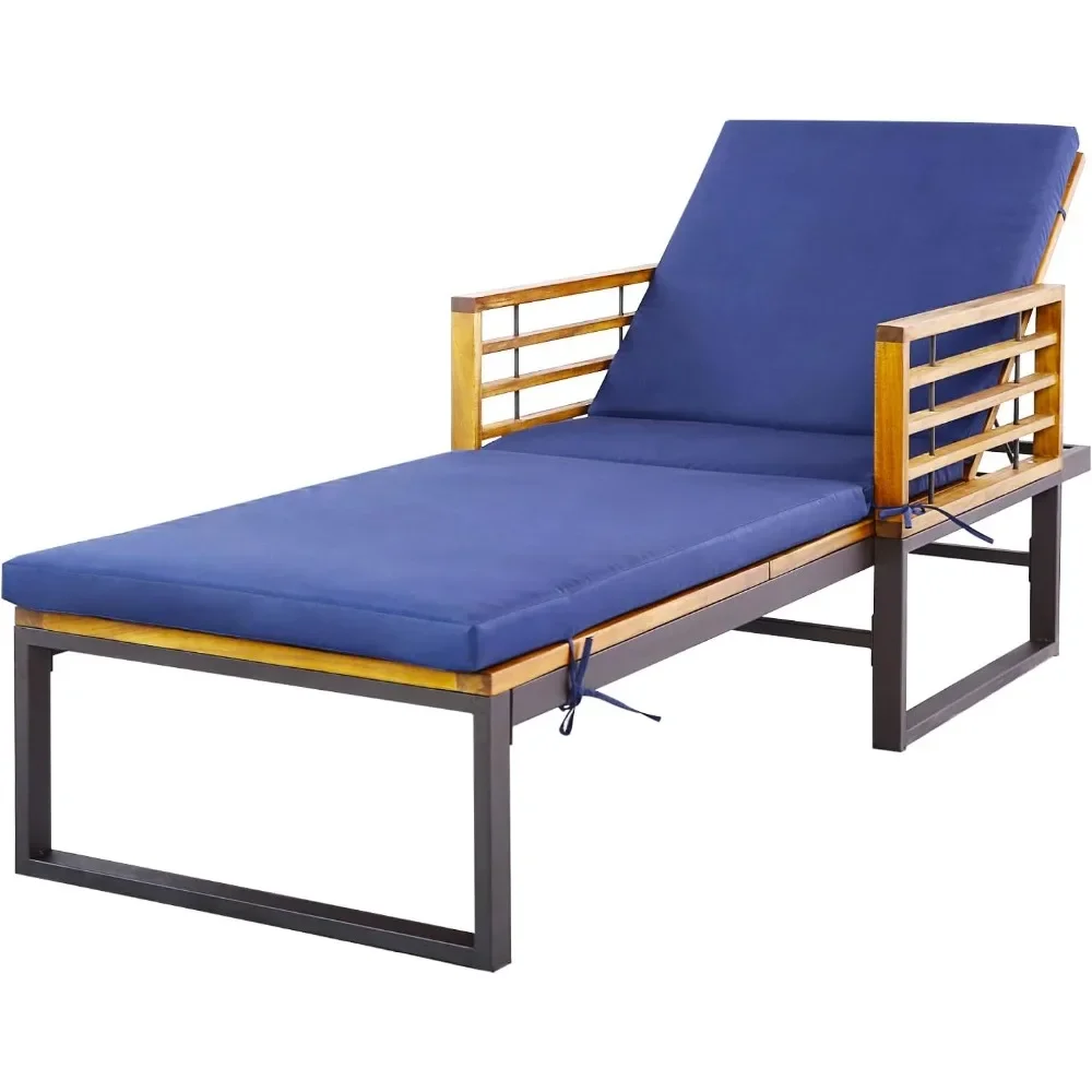 Acacia Wood Patio Lounge Chair, Heavy Duty Outdoor Chaise Recliner with with 4 Level Adjustable Backrest, Foam-Padded Cushion
Acacia Wood Patio Lounge Chair, Heavy Duty Outdoor Chaise Recliner with with 4 Level Adjustable Backrest, Foam-Padded Cushion