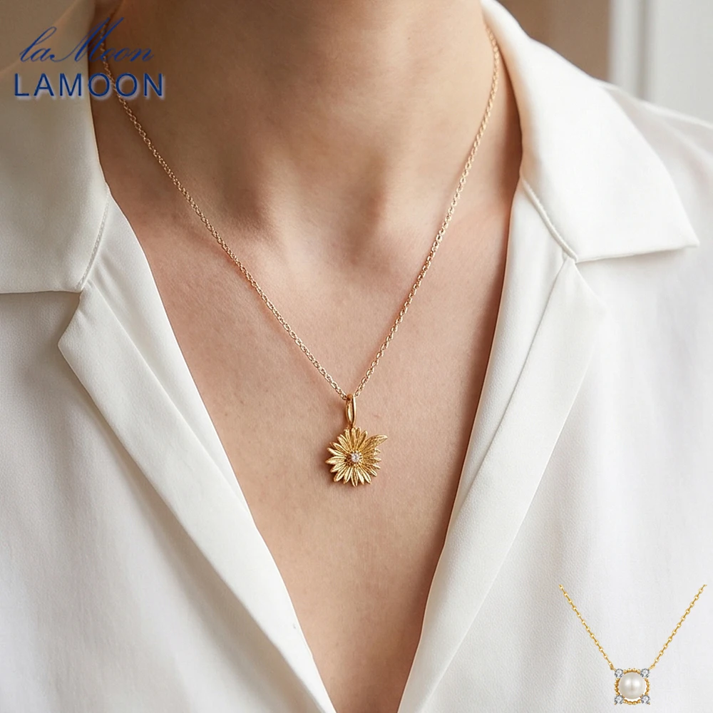 LAMOON Classic Sunflower Pendant Collarbone Chain For Women 925 Sterling Silver Retro Style White Moissanite Necklace Jewelry
LAMOON Classic Sunflower Pendant Collarbone Chain For Women 925 Sterling Silver Retro Style White Moissanite Necklace Jewelry